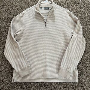 Rodd & Gunn Beige White‎ Striped 1/4 Zip Pullover Sweatshirt Men’s Size Medium